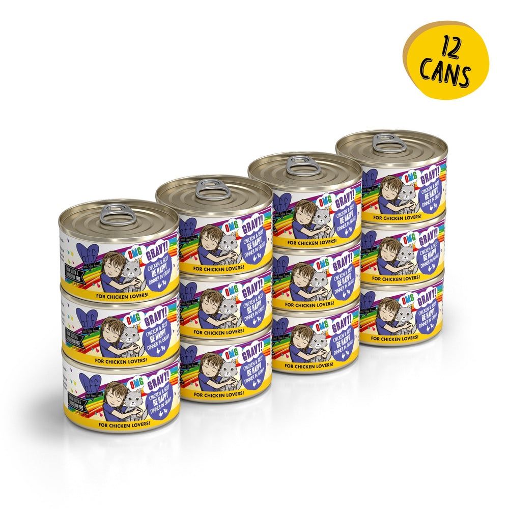 Weruva (Case Pack) - BFF OMG Be Happy! Chicken &amp; Beef in Gravy Canned Cat Food 2.8 oz / Case of 12