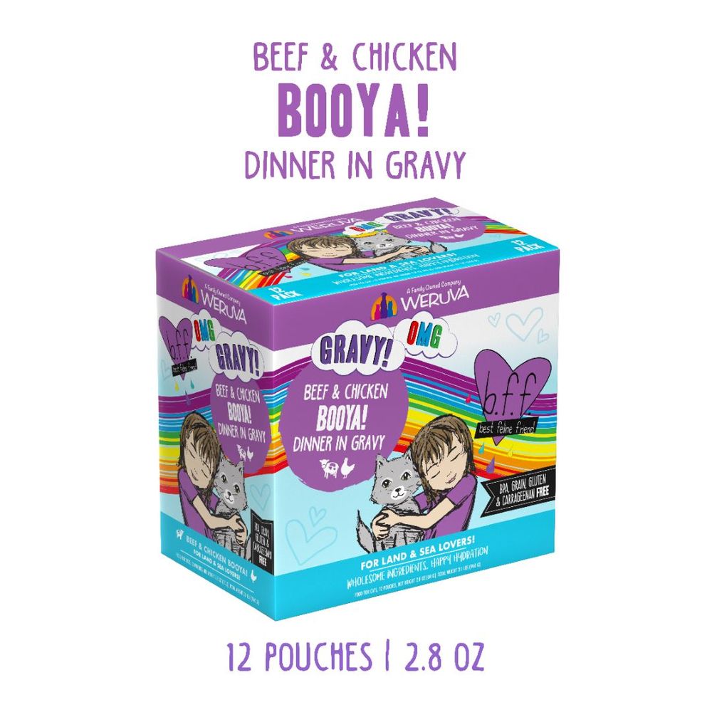 Weruva (Case Pack) - BFF OMG Booya! Beef &amp; Chicken Dinner Pouch Cat Food in Gravy / Box of 12