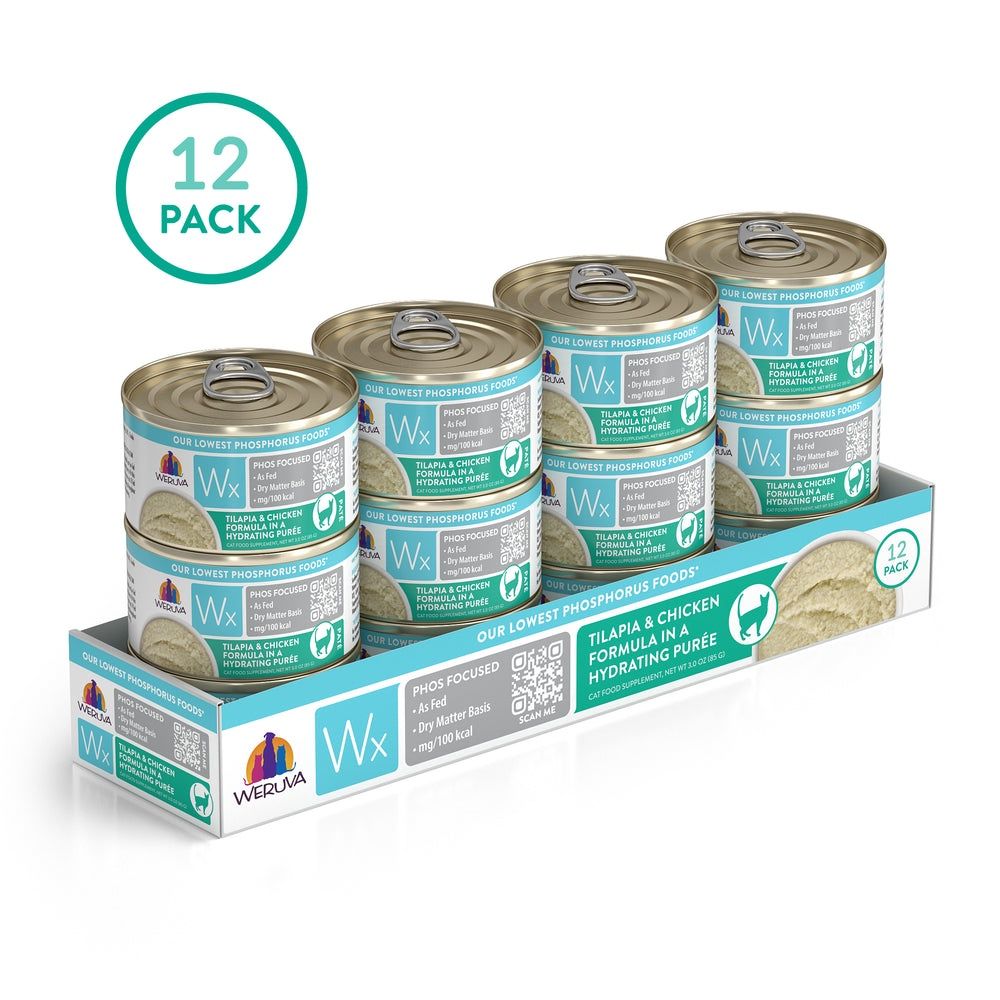 Weruva (Case Pack) - Wx Phos Focused Tilapia &amp; Chicken Formula Grain-Free Puree Wet Cat Food, 3-oz / Case of 12