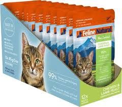 Feline Natural (Case Pack) - Chicken &amp; Lamb Feast Pouch Cat Food, 3-oz / Box of 12