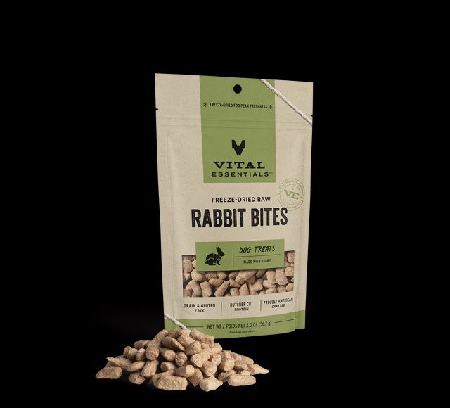 Vital Essentials - Rabbit Bites Freeze Dried Raw Dog Treats, Size: 2 oz