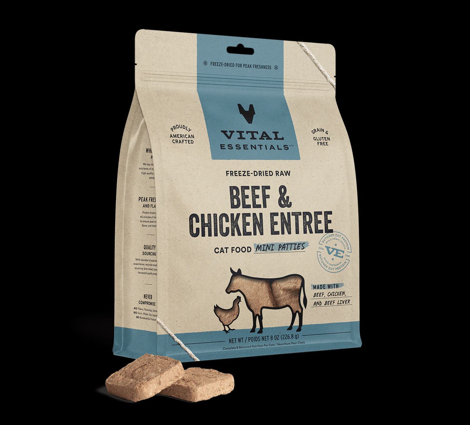 Vital Essentials - Beef &amp; Chicken mini nibs freeze dried raw cat food