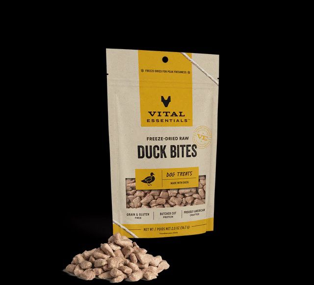 Vital Essentials - Duck Bites Nibs Freeze Dried Raw Dog Treats, Size: 2 oz