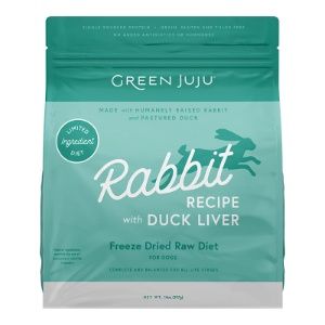 Green JUJU - Rabbit Recipe with Duck Liver - Freeze Dried Raw Diet 14 oz.