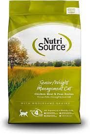 NutriSource - Chicken &amp; Rice Recipe Senior Weight Management Grain-Friendly Dry Cat Food, Size: 4lb