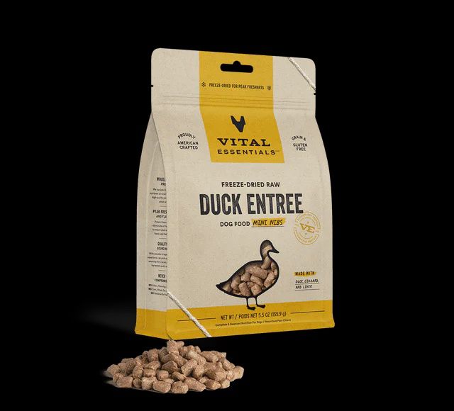 Vital Essentials - Duck Mini Nibs Freeze Dried Raw Dog Food, Size: 5.5oz