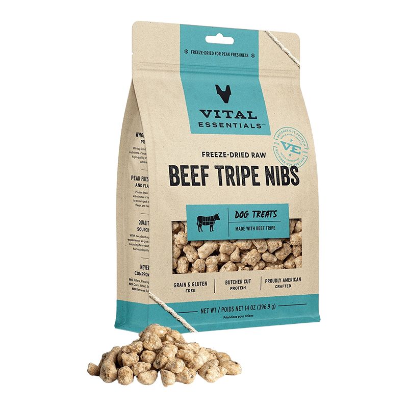 Vital Essentials - Beef Tripe Nibs Freeze Dried Raw Dog Treats 14oz