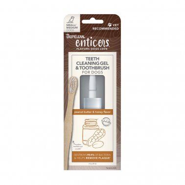 TropiClean -Enticers Peanut Butter&amp; Honey Gel &amp; Toothbrush for Dogs