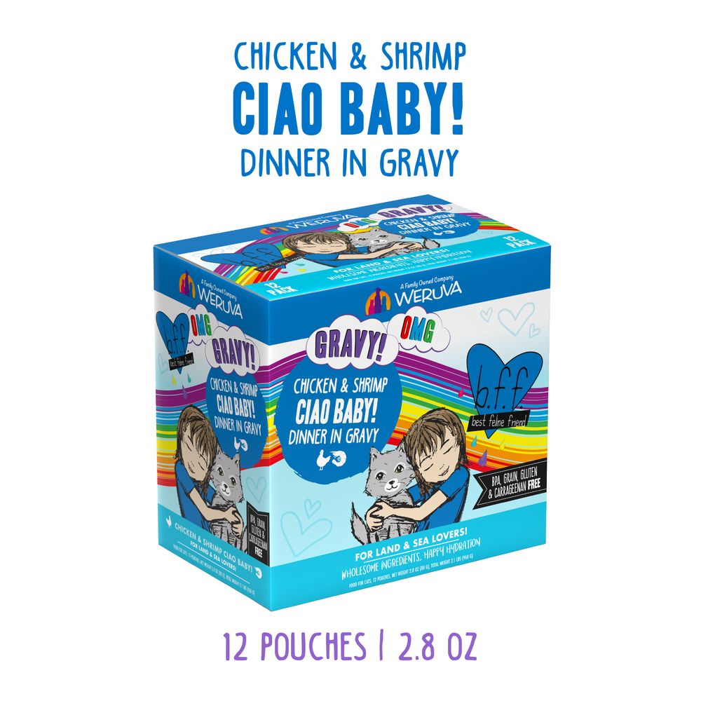 Weruva (Case Pack) - BFF OMG Ciao Baby! Chicken &amp; Shrimp Dinner Pouch Cat Food in Gravy / Box of 12