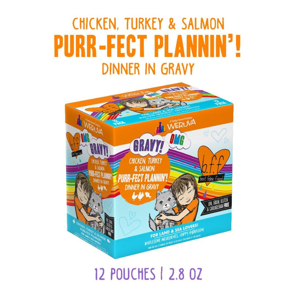 Weruva (Case Pack) - BFF OMG Purr-Fect Plannin'! Chicken, Turkey &amp; Salmon Dinner Pouch Cat Food in Gravy 2.8oz / Box of 12