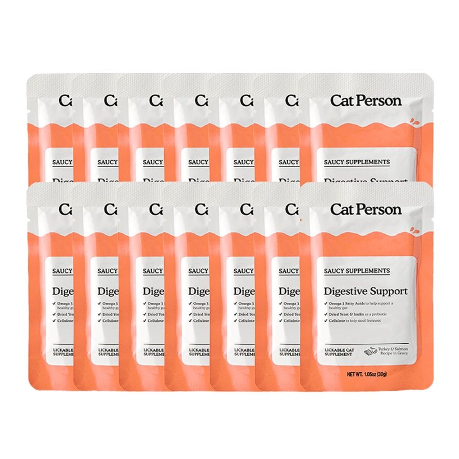 Cat Person (Case Pack) - Digestive Support Turkey &amp; Salmon Saucy Cat Supplement 1.05 oz / Case of 14