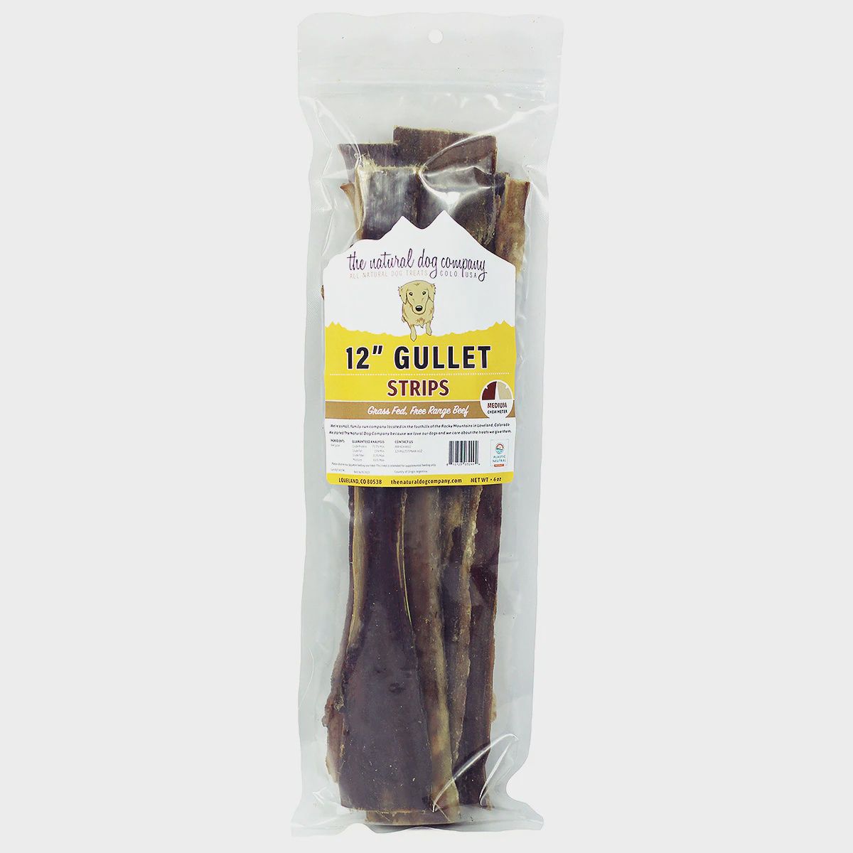 The Natural Dog Company -12" Beef Gullet Strips 6oz.