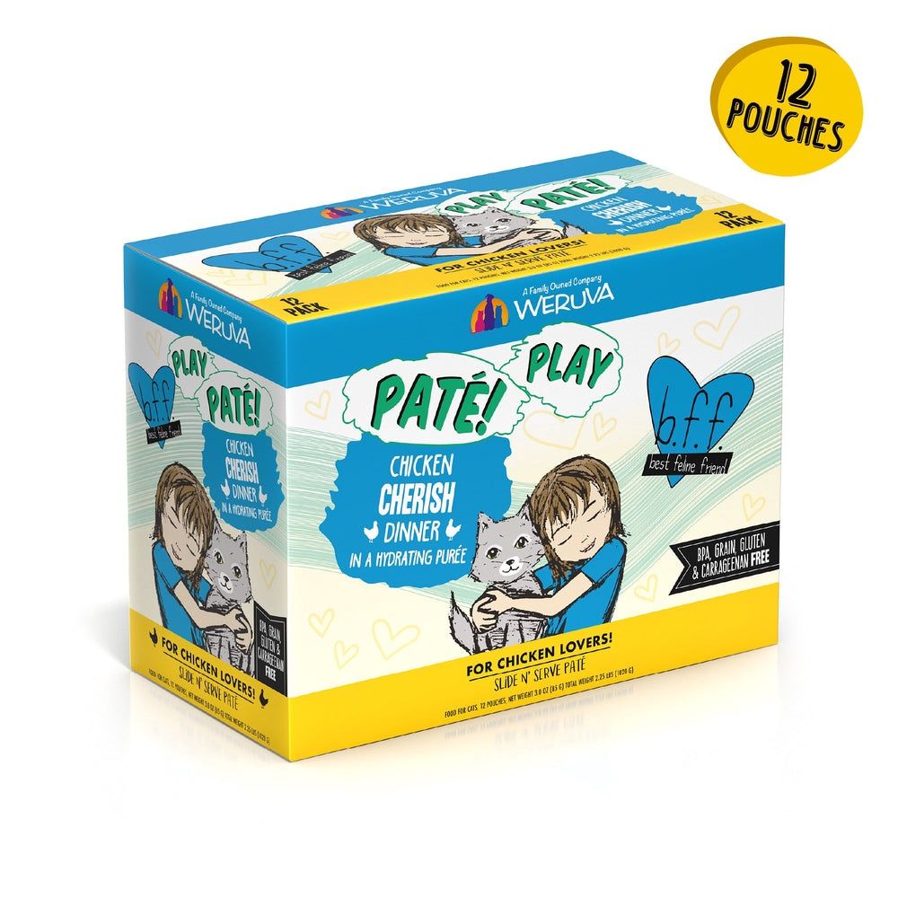 Weruva (Case Pack) - BFF Play Pate Lovers Chicken Cherish Wet Cat Food, 3-oz pouch / Box of 12