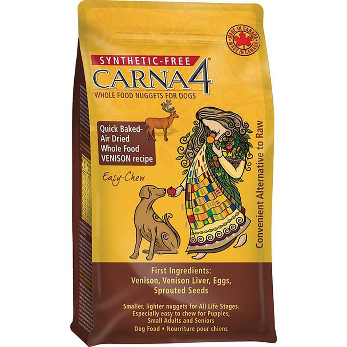 Carna4 - Grain-Free Venison Recipe Quick Baked Air Dried Whole Food Nuggets Dog Food, Size: 5#