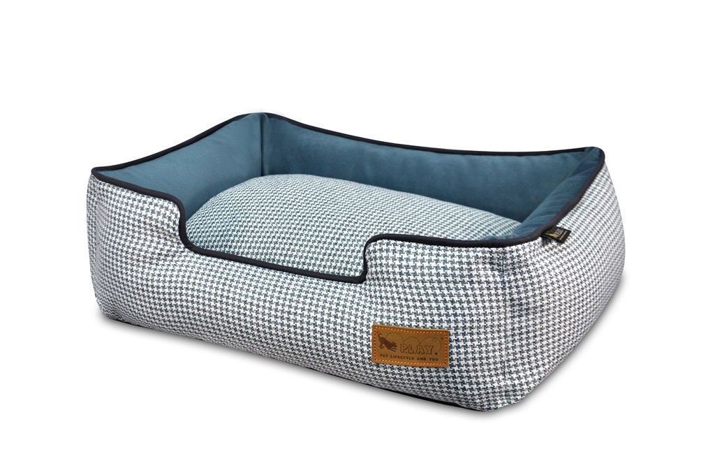 Play Pet  - Houndstooth  Dog Lounge Bed, Colour: Blue/White, Size: SM
