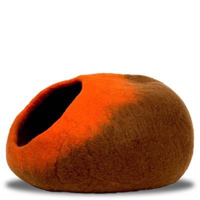 Karma Cat - Wool Pet Cave - Brown Orange Ombre