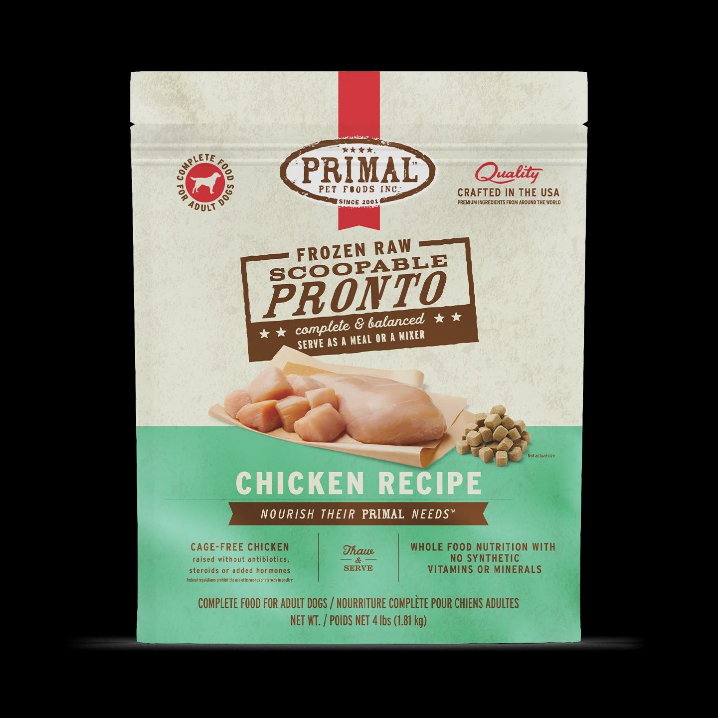 Primal - Chicken Frozen RAW Dog Food  Pronto / 4 lb.