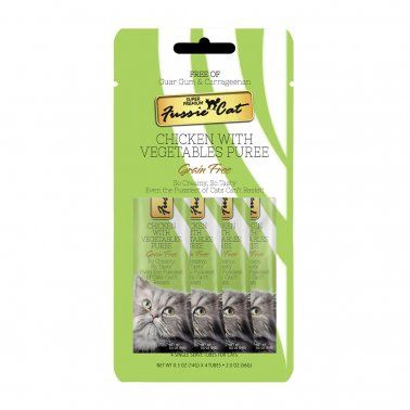 Fussie Cat – (DISCONTINUED) Chicken with Vegetables Puree Cat Treat .05oz /4 ct