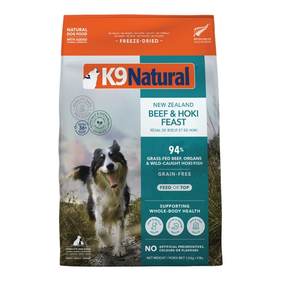 K9 Natural - Hoki &amp; New Zealand Beef Feast Freeze Dried Dog Food, Size: 17.6 oz.