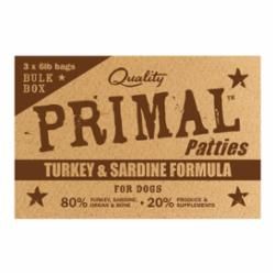 Primal - Frozen RAW Turkey &amp; Sardine Patties 18# Box