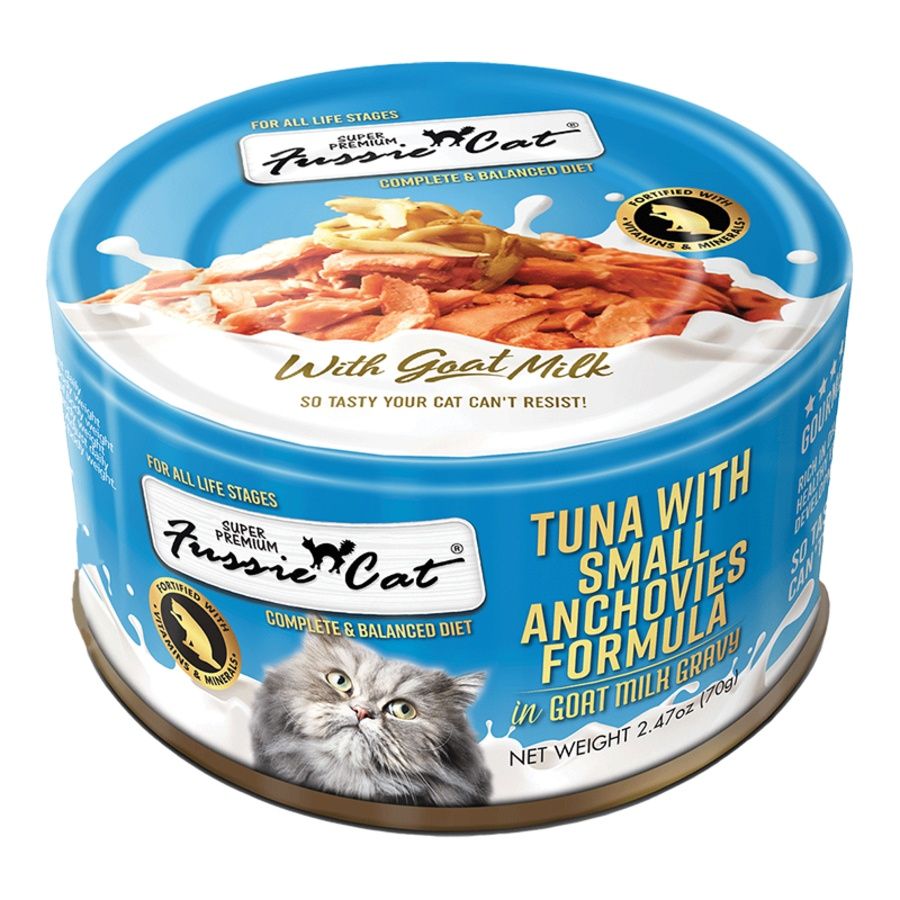 Fussie Cat (Case Pack) - Tuna with Small Anchovies in Goat Milk Gray 2.47 oz / Case of 24