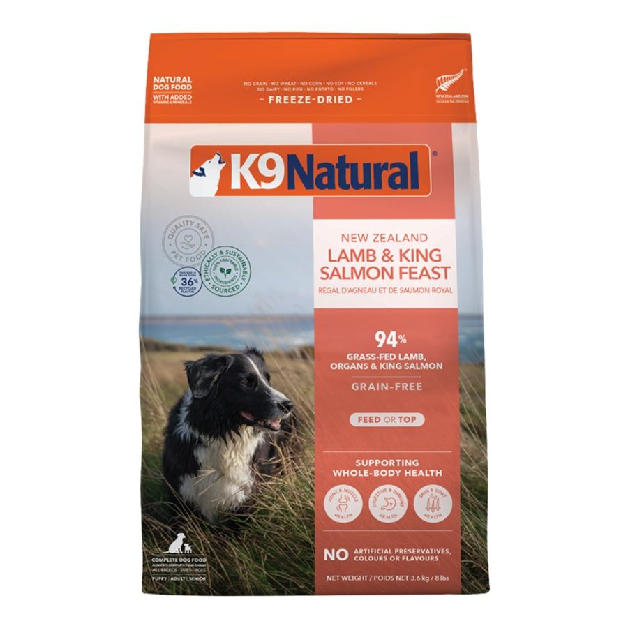 K9 Natural - New Zealand Lamb &amp; King Salmon Feast  Freeze Dried Dog Food, Size: 17.6 oz.