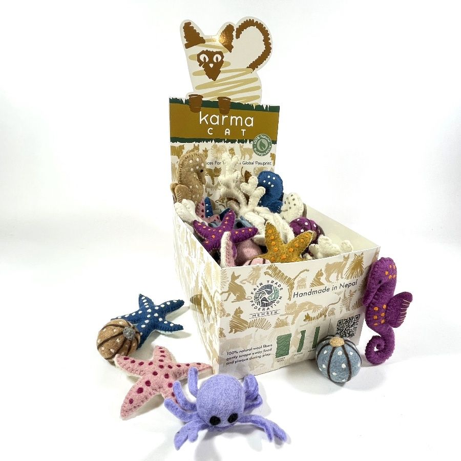 Karma Cat - Beach Cat Toys - Seahorse, Starfish, Crab, Coral