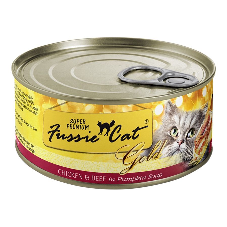 Fussie Cat (Case Pack) - Premium Chicken &amp; Beef in Pumpkin Soup Wet Cat Food, 2.8-oz / Case of 24