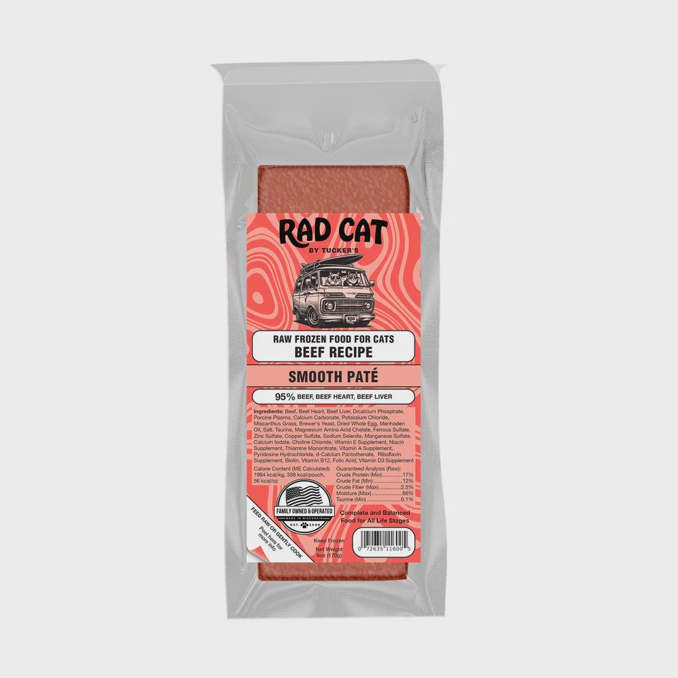 Rad Cat by Tucker's - Beef Recipe Frozen Raw Cat Food 6 oz.