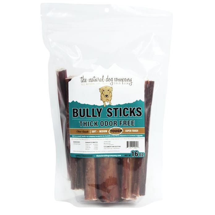 The Natural Dog Company - 6" Bully Sticks Assorted Odor Free  1 lb.