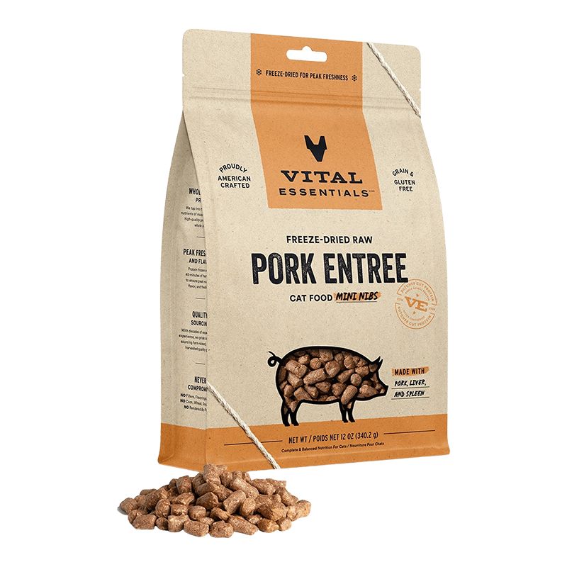 Vital Essentials - Pork Mini Nibs Freeze Dried Raw Cat Food 12oz
