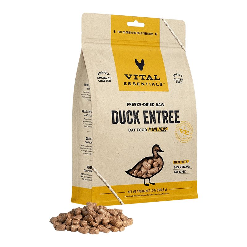 Vital Essentials - Duck Mini Nibs Freeze Dried Raw Cat Food 12oz