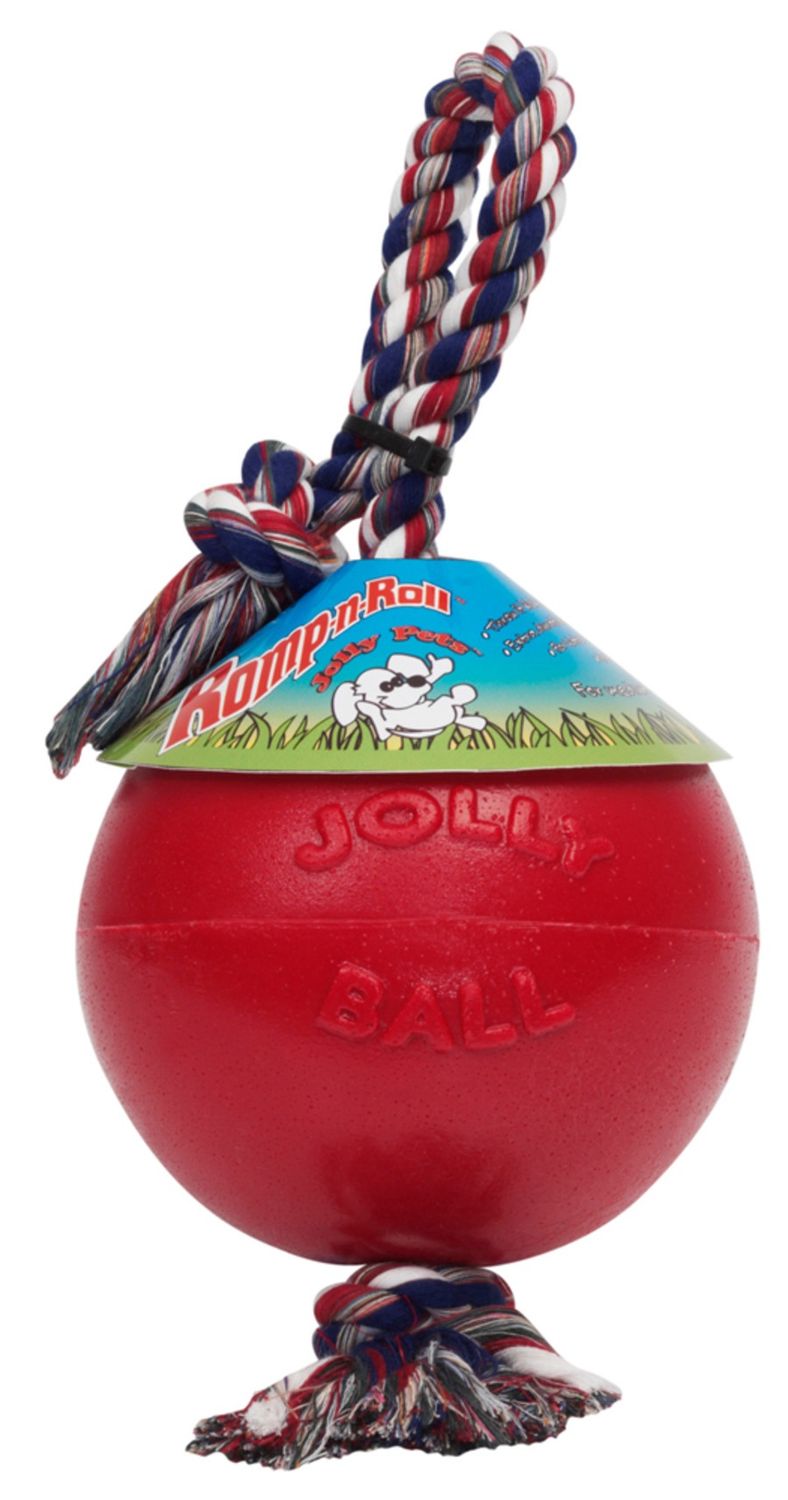 Jolly Pet -  Romp n Roll Dog Toy - Red 8"