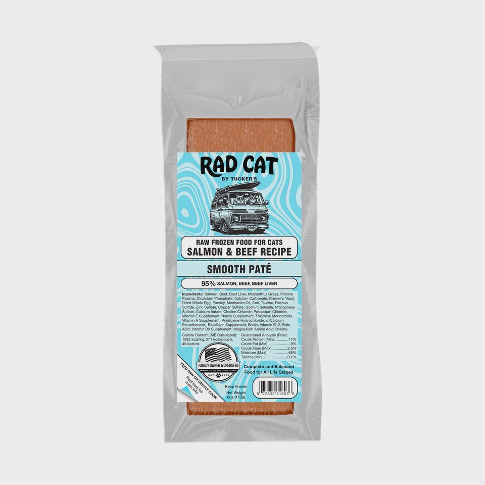 Rad Cat by Tucker's - Salmon &amp; Beef Recipe Frozen Raw Cat Food 6 oz.