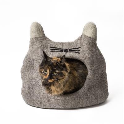 Karma Cat- Felt Cat Cave -Cat head grey