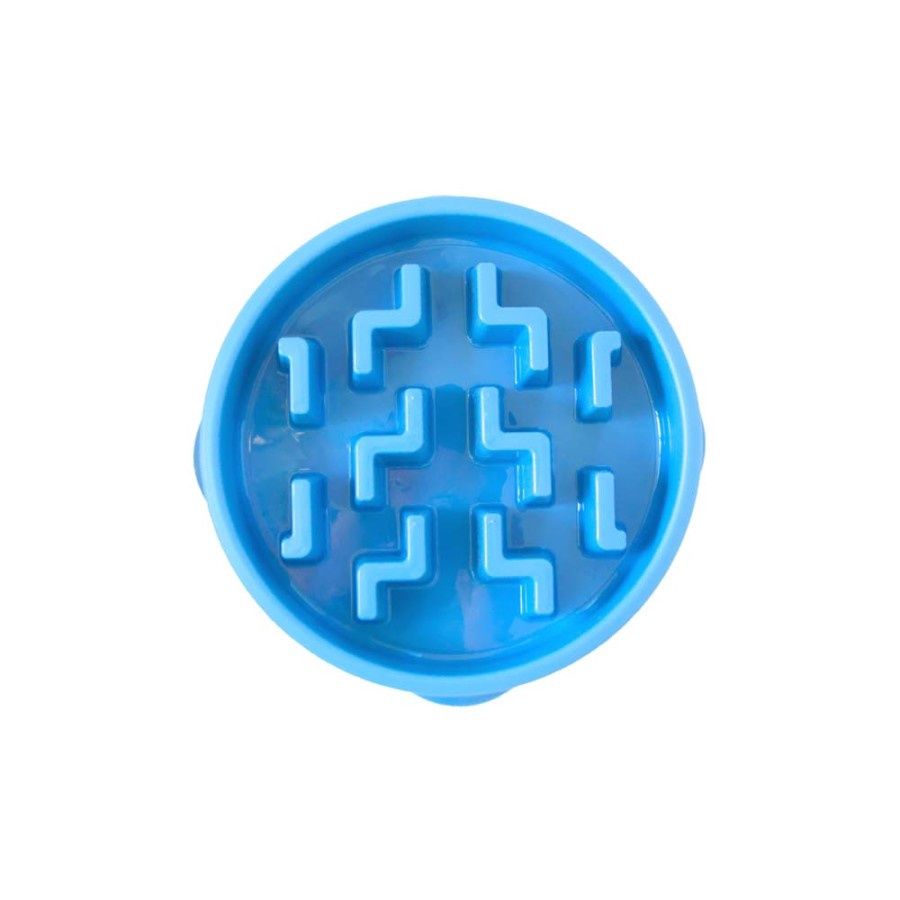 Outward Hound - Fun Feeder Zig Zag Blue Dog Food Bowl, Colour: Blue, Size: Small/Mini