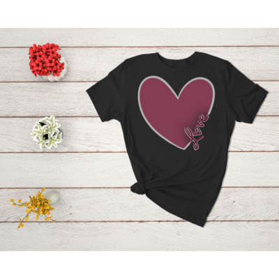 Cute Love Heart on short sleeve shirt