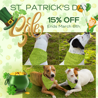 St. Patrick&#39;s Day Lucky Clover Dog Bandana Collar in Light Green for Your Lucky Pup | Adjustable Pet Collar
