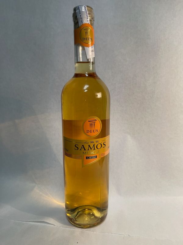 Deus. Samos.Muscat.Product of Greece.Alc 15_. 750ml.$18.99. Shipping $ 25.99