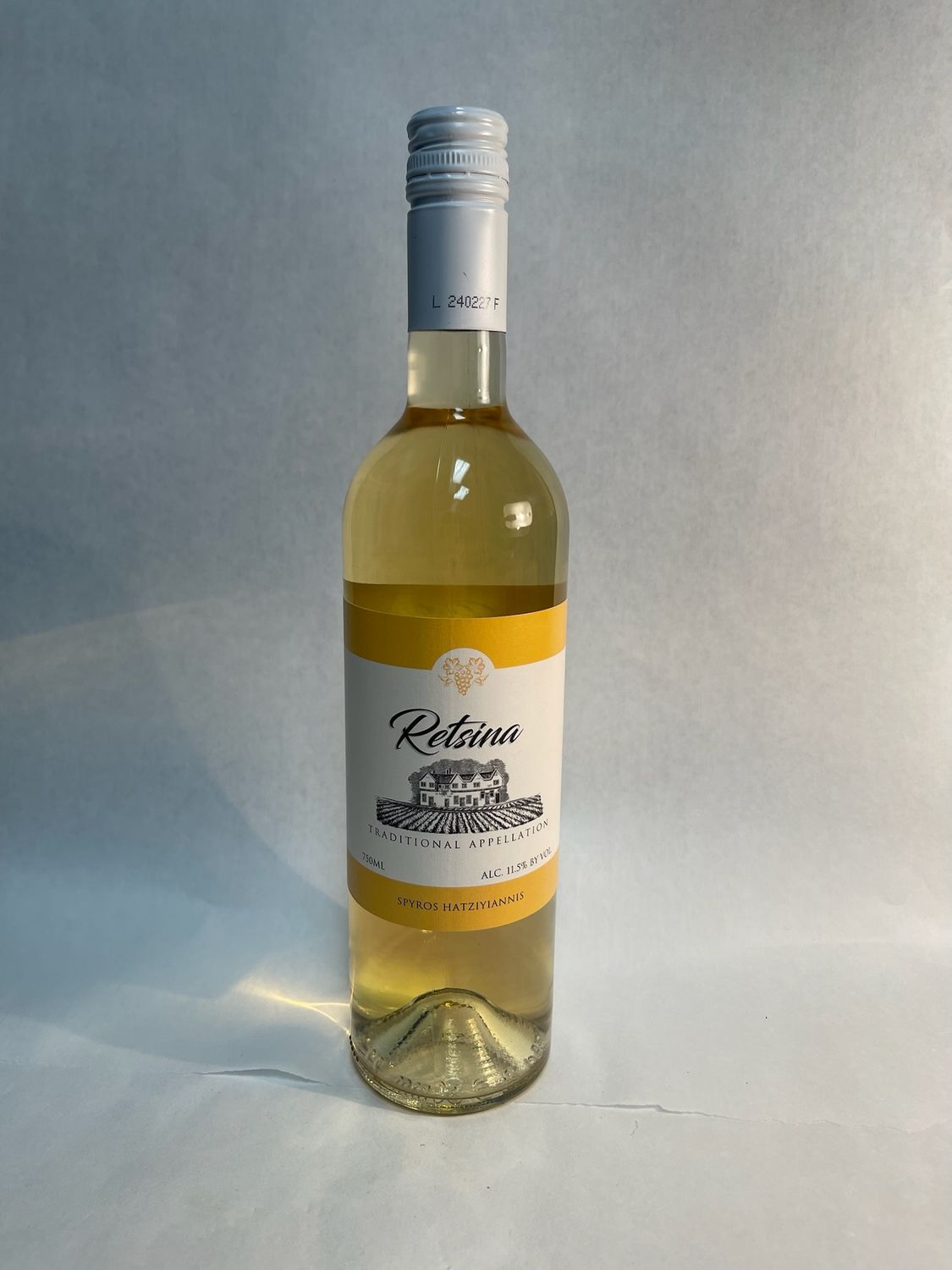Pintos Winery. Retsina Product of Greece.Alc 11.5_. 750ml. $12.99.$25.99 Pintos Winery. Retsina Product of Greece.Alc 11.5_. 750ml. $12.99.$25.99