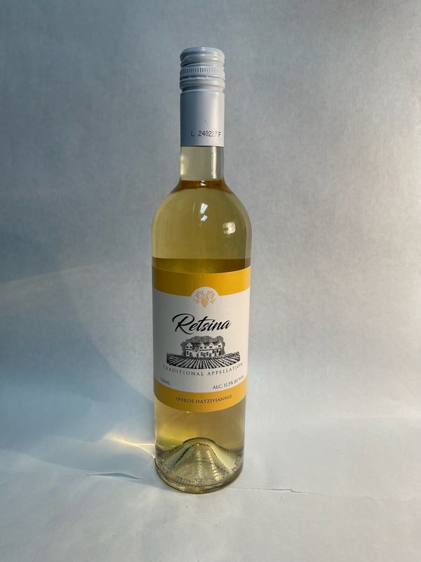 Pintos Winery. Retsina Product of Greece.Alc 11.5_. 750ml. $12.99.$25.99