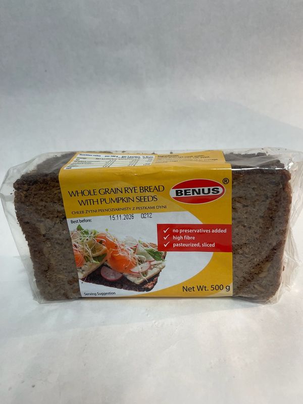 ​Benus Whole Grain Rye Bread With Pumpkin Seeds