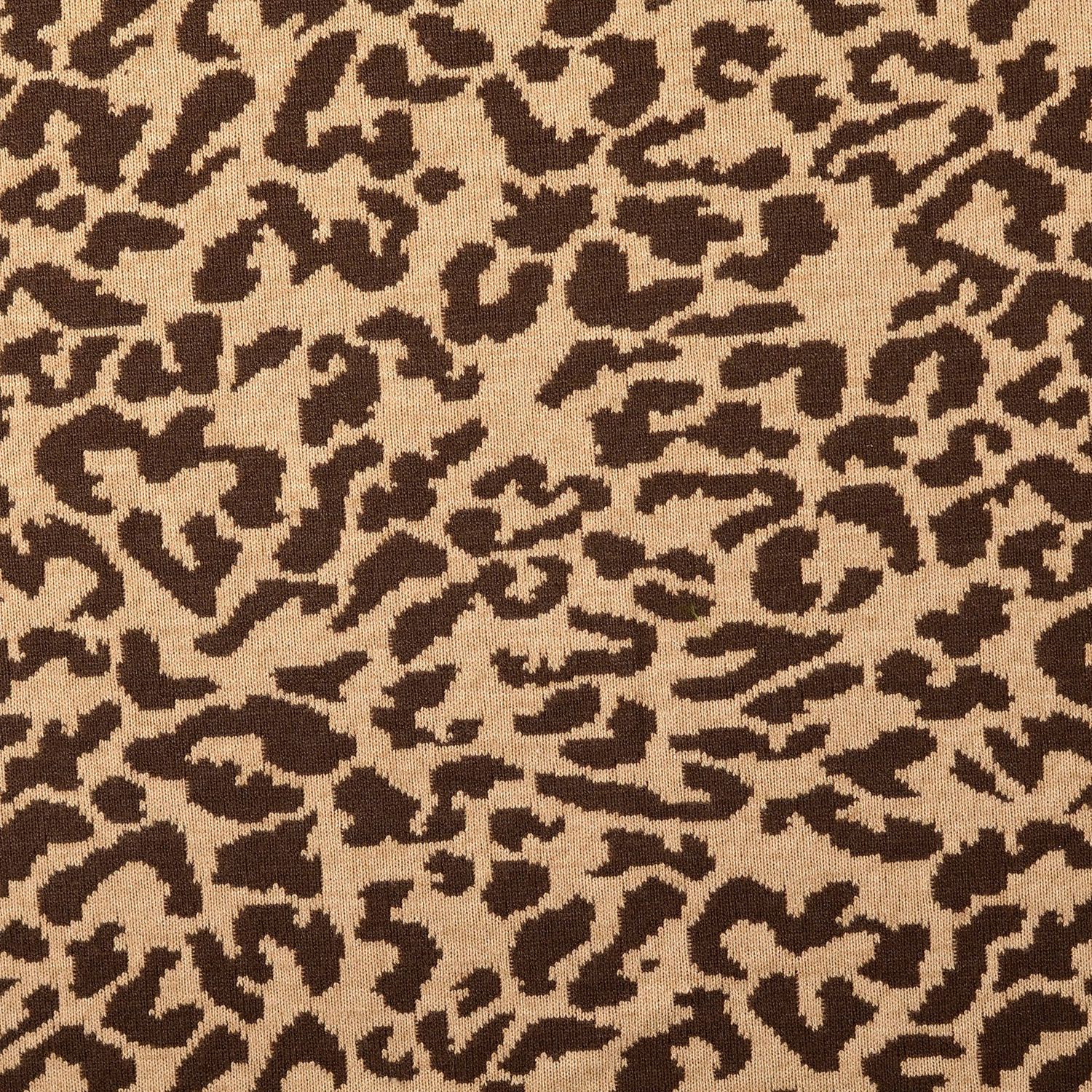 Heavy Knit stof jacquard Luipaarden Bruin