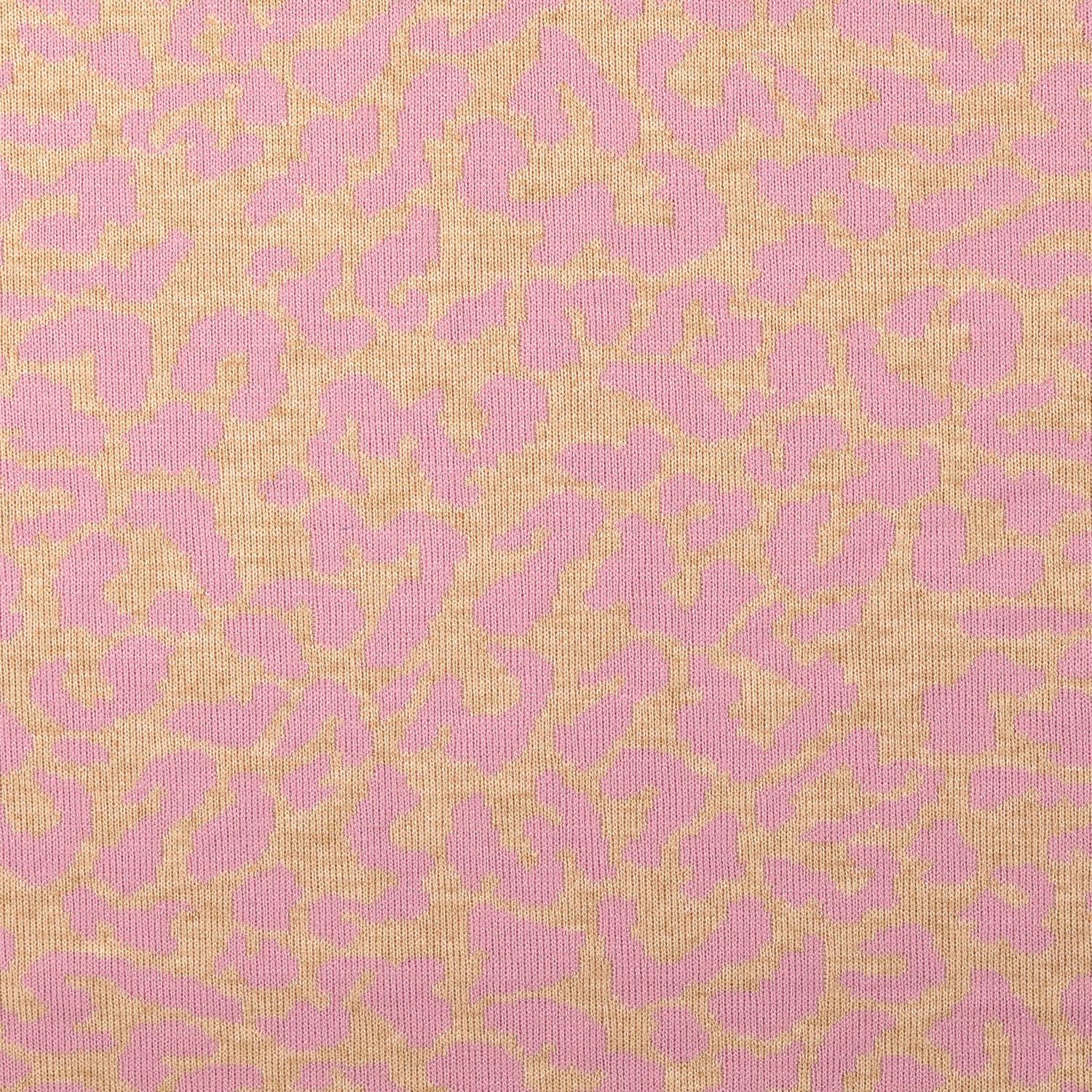 Heavy Knit stof jacquard Luipaarden Roze