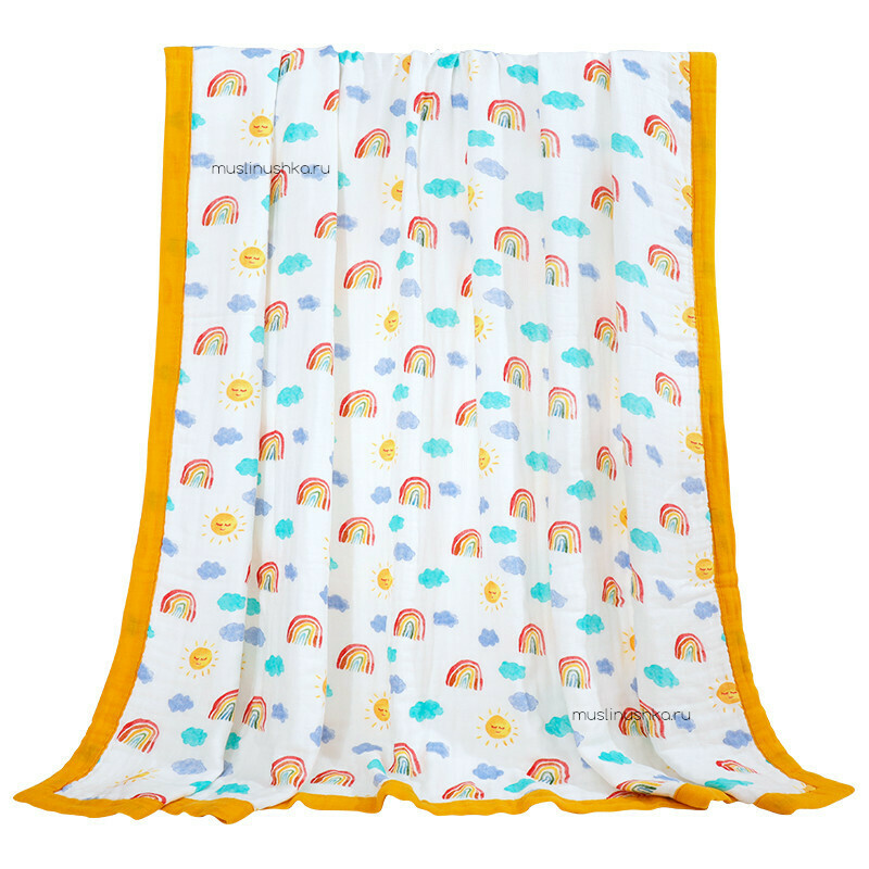Муслиновое одеяло "Радуги" (бамбук/хлопок, 6 слоев, 120х120см)