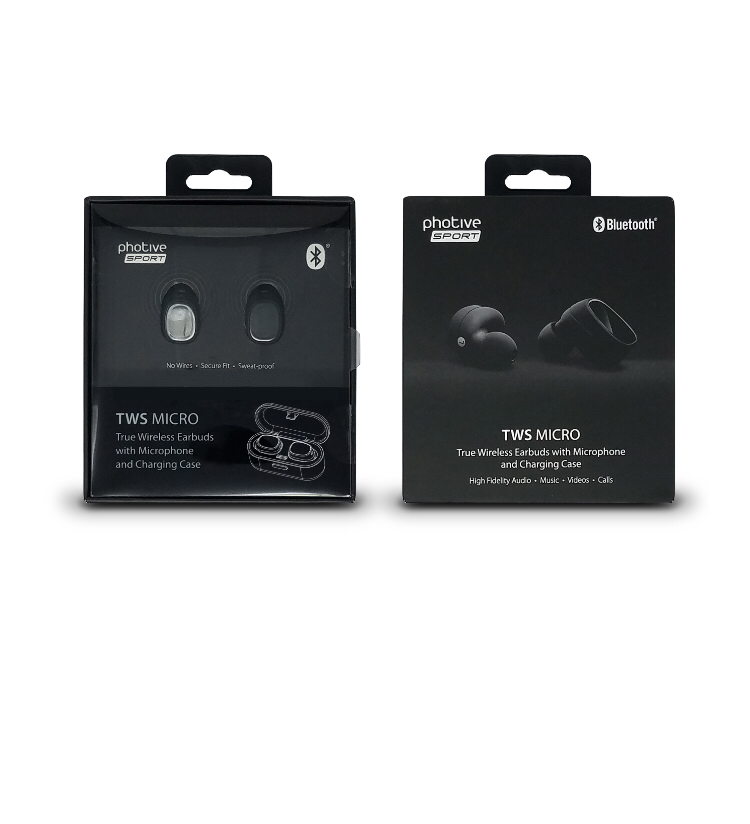Photive True Wireless Bluetooth Earbud Headphones HD Sound, In-ear Comfortable & Secure Fit, Sweatproof, Long Lasting Battery, Perfect Bluetooth for Android & IOS.