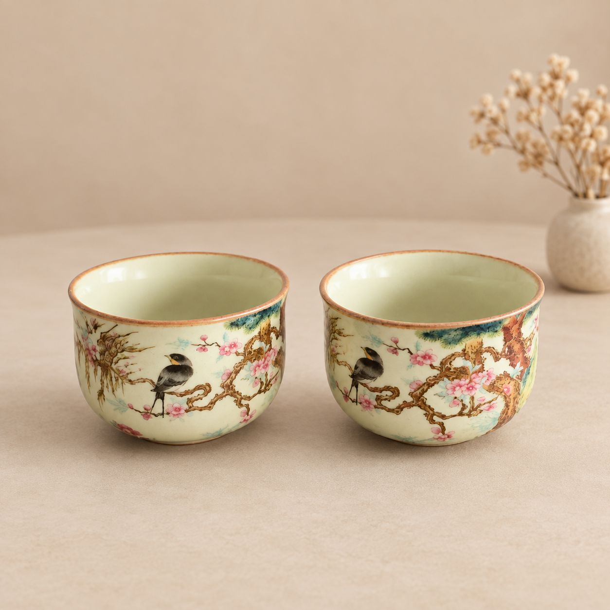 Bird &amp; Blossom Ceramic Tea Cup