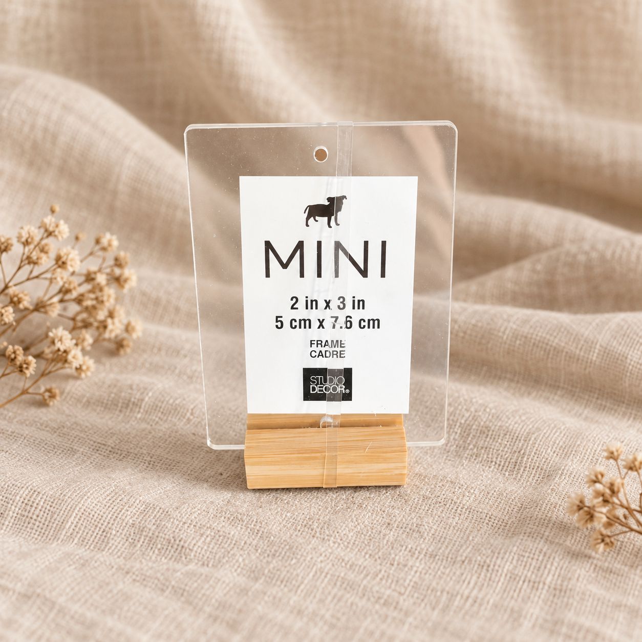 Clear Acrylic Mini Picture Frame with Wood Base