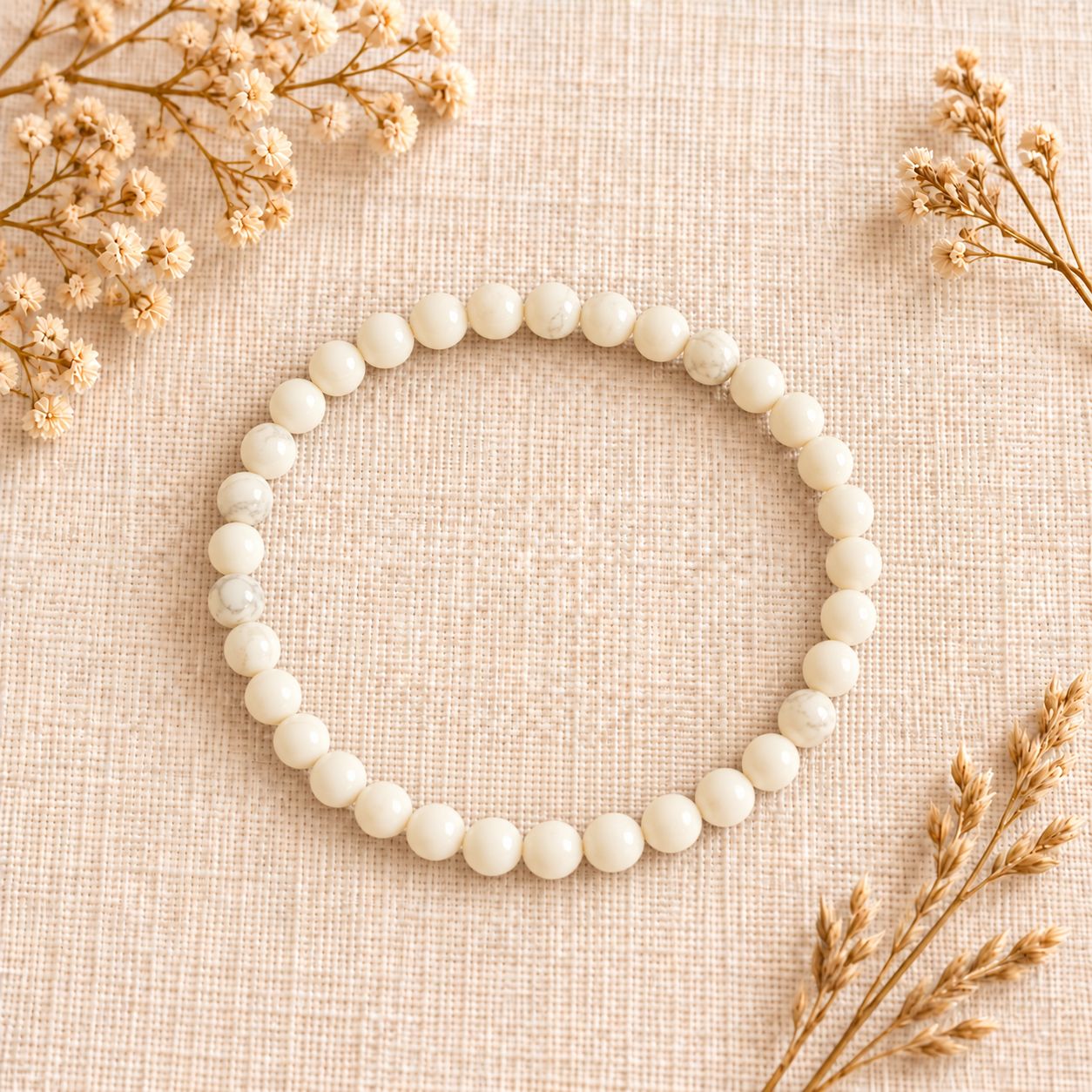 White Howlite Beaded Bracelet