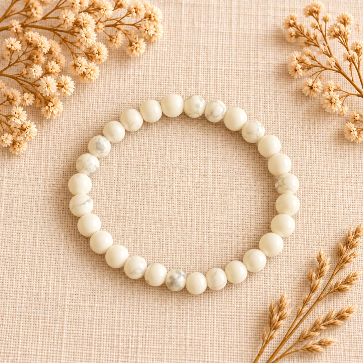 White Howlite Beaded Bracelet